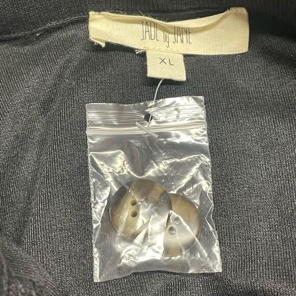 Jade by Jane Black Knit Button Front Wide Leg Jumpsuit - Picture 3 of 9